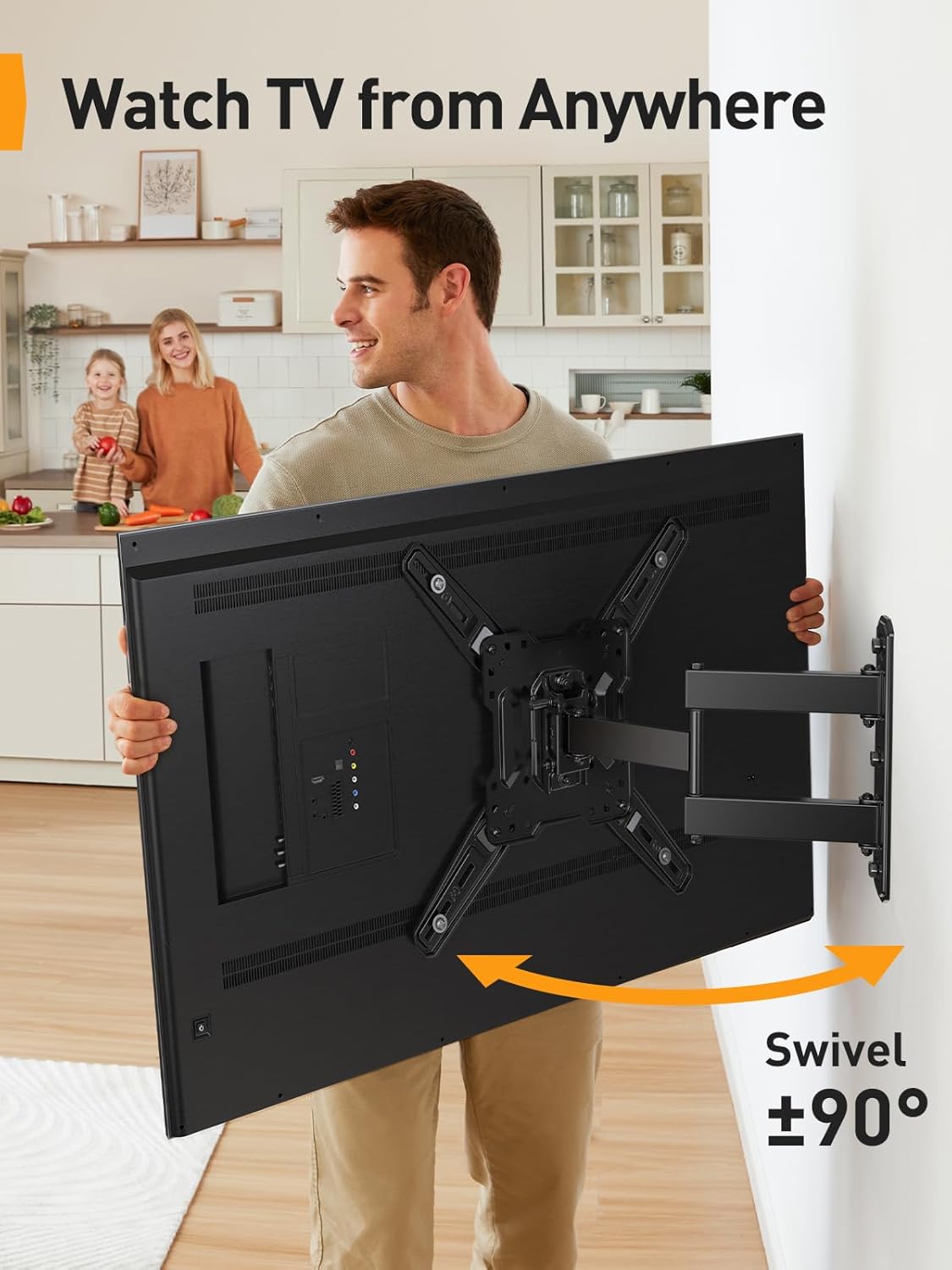 Perlegear Full Motion TV Mount - Articulating Bracket for 26-65 Inch TVs | Tool-Free Tilt & Swivel, Max VESA 400x400mm