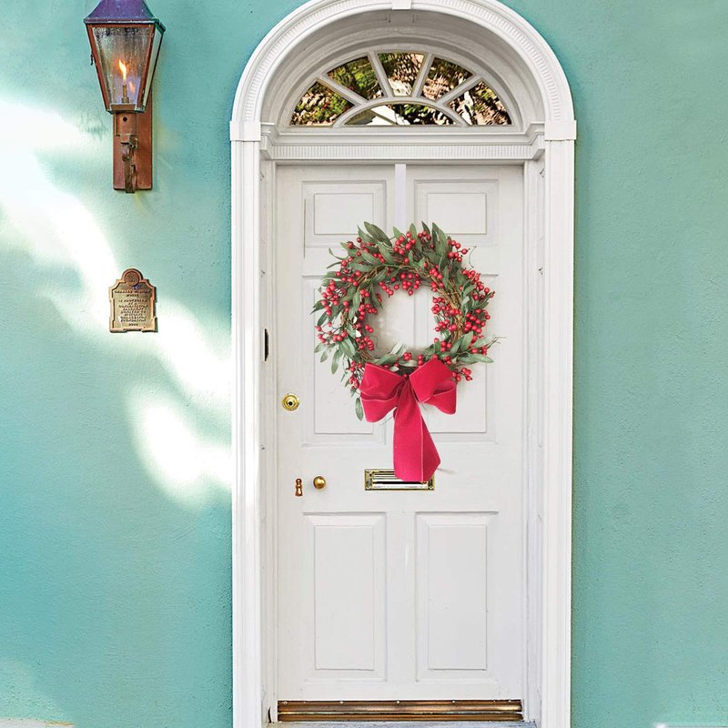 HiGift 2 Pack White Wreath Hanger for Front Door, Long Metal Over The Door Hook for Christmas and Party Wreath Making Decoration, Hanging Clothing, Towels, Wreaths, Bags, 15"