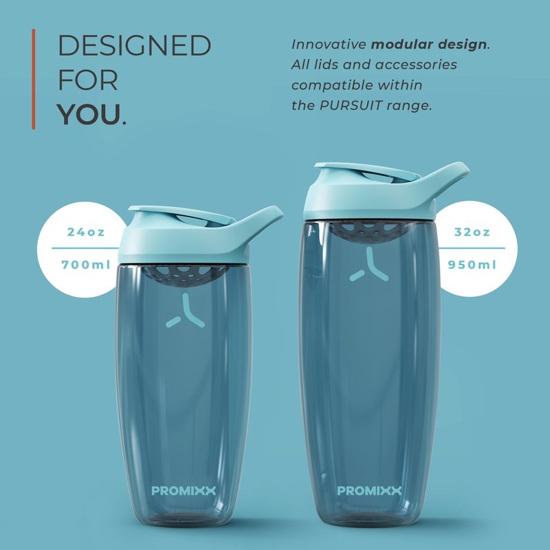 Promixx Pursuit Protein Shaker Bottle (24 oz) – Silent No-Ball Mixer, Leak-Proof Lid, BPA/BPS & Phthalate-Free ECOZEN – Easy-Clean Shaker Cup for Protein Shakes, Pre & Post-Workout Smoothies