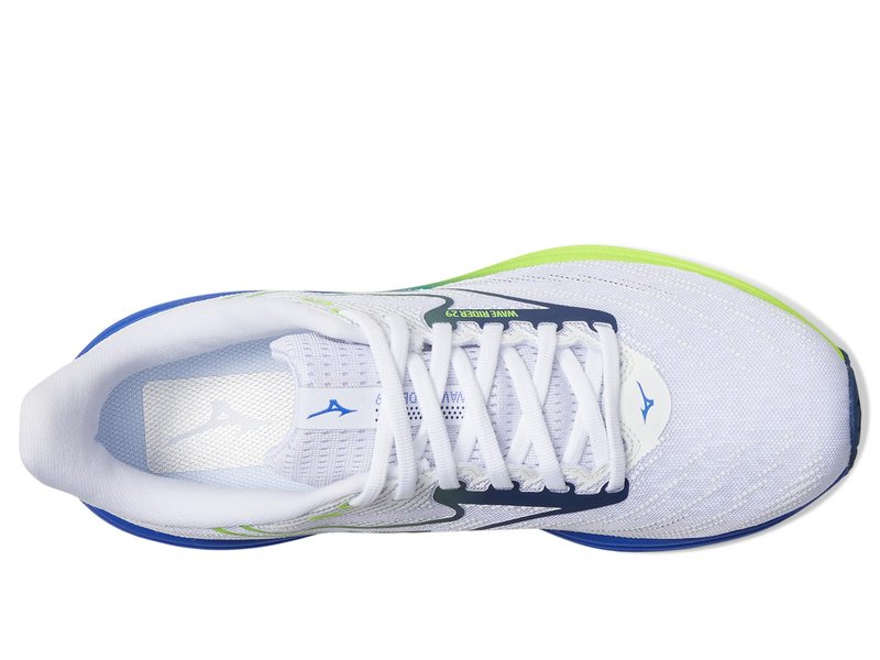 Mizuno Men's Wave Rider 29 Running Shoe, White-Estate Blue, US Mens 16
