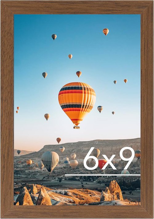 JCJMY 6x9 Picture Frame - Brown Wall Hanging & Tabletop Display | Shatter-Resistant Plexiglass