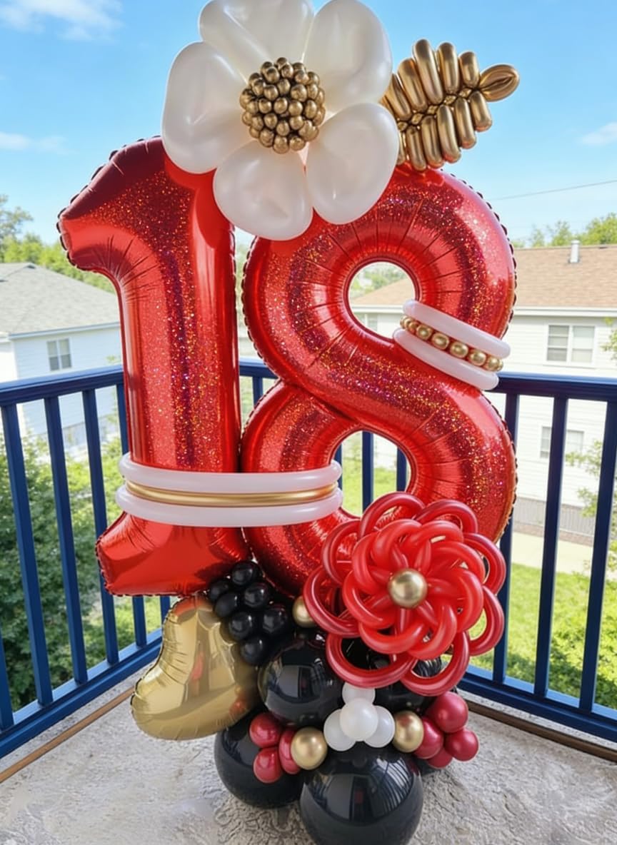 Laser Red Number 3 Balloon - 40 Inch Birthday Decoration for Kids & Women’s Parties