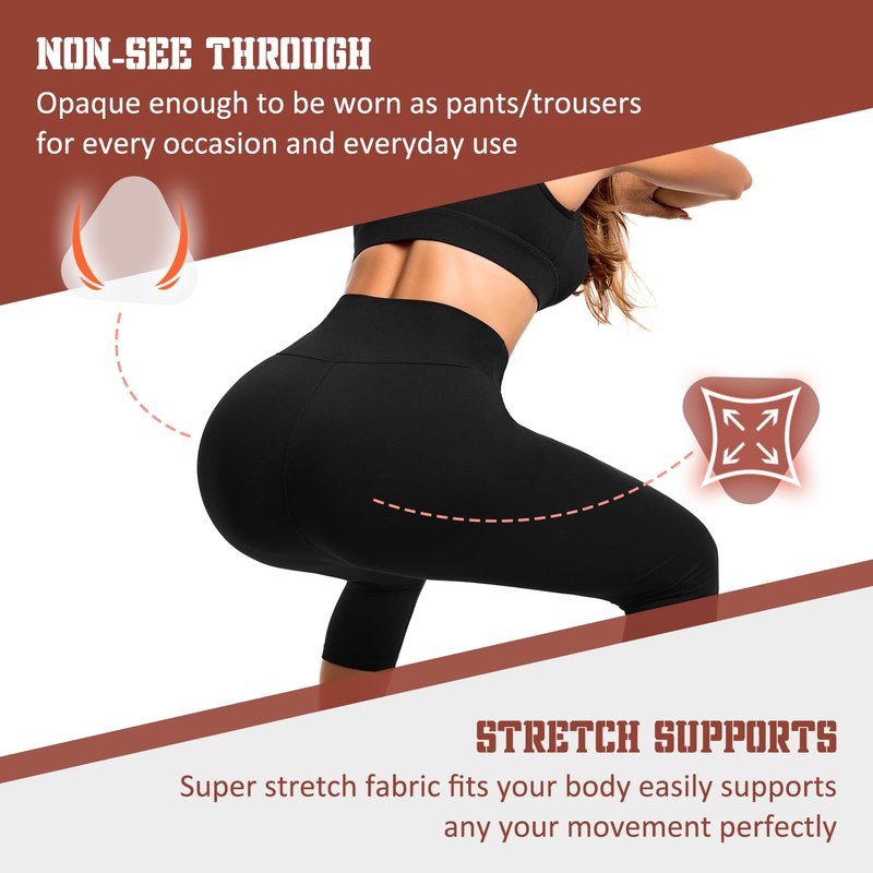 SINOPHANT Capri Leggings for Women - 2 Packs Buttery Soft Yoga Pants for Gym Athletic Black Grey LXL
