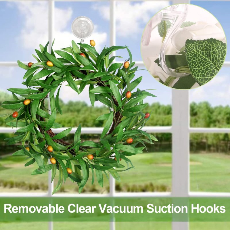 STAMI PLET 2 Pack Suction Cup Wreath Hanger,Large Clear Removable Suction Cup Wreath Hooks 22BL Strong Window Glass Wreath Holder Use for Halloween Christmas Decor