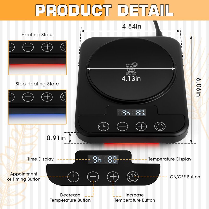 Upgraded Sourdough Starter Warmer, Precise 1°F Thermostat Control (70-100°F) Sourdough Warming Mat
