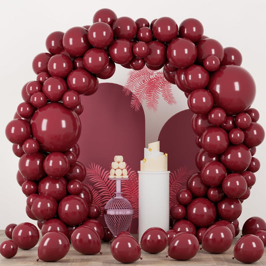Voircoloria Burgundy Balloon Garland Kit - 90 Pack of Maroon Balloons in 5/10/12/18 Inch Sizes | Perfect for Graduation, Weddings, and Autumn Celebrations