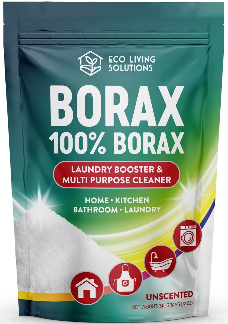 Eco Living Solutions - Borax Powder | Laundry Detergent Powder | Laundry Booster | Great Washing Machine Cleaner | Multi-Purpose Household Cleaner (12 oz)