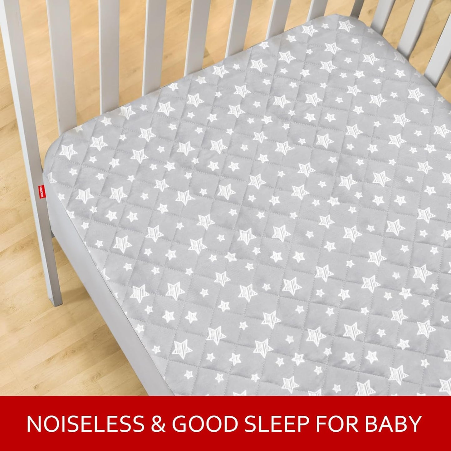 Skiennix Crib Mattress Protector - Waterproof Quilted Pad Cover, Extra Soft & Breathable, 52" x 28", Grey Star