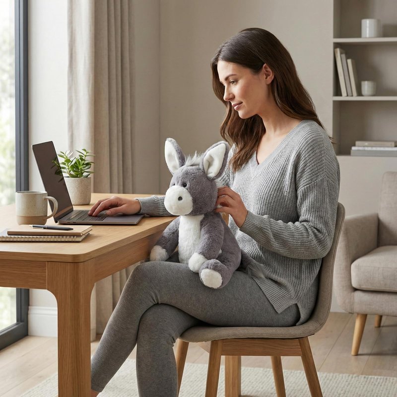 WEIGEDU Adorable Gray Donkey Plush Toy - 15 Inch Soft & Cuddly Stuffed Animal Donkey, Perfect for Kids, Babies, Toddlers - Farm Animal Gift