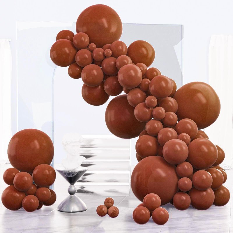 PartyWoo Dark Brown Balloons 140pcs Different Sizes of 18 12 10 5 Inch Boho Neutral Coffee Tan Balloon Arch Kit Garland for Birthday Boy Baby Shower Jungle Safari Fall Party Decorations Brown-F08