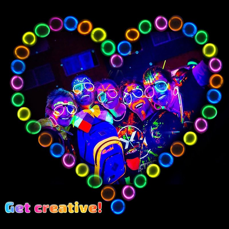 HONLYNE 100 Pack Glow Sticks Party Favors Bulk, 8" Glow in the Dark Party Supplies, Party Favors for Kids 8-12, Neon Glow Stick Bracelets & Necklaces for Raves, Halloween, Christmas, Birthdays
