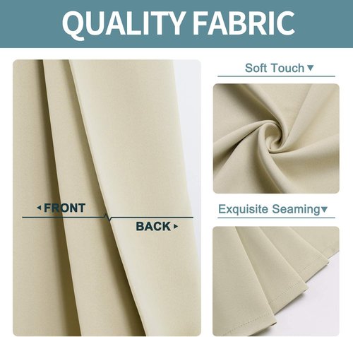 ChrisDowa Small Window Curtains - Grommet Thermal Insulated Room Darkening Panels (Beige, 36 x 24 Inch)