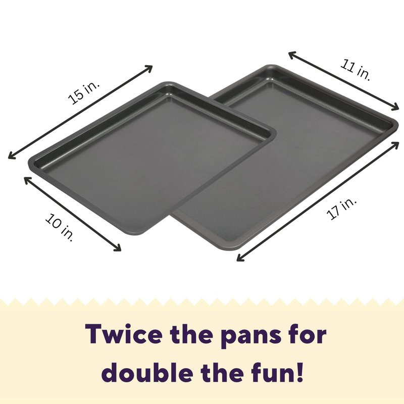 Wilton Silver 2- Piece Non-Stick Baking Sheet Set, Cold-Rolled Steel Bakeware for Baking and Roasting, Made without PFAS