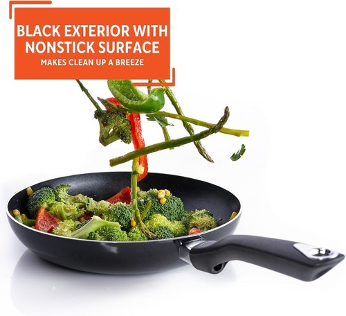 IMUSA 8-Inch Nonstick Fry Pan - Cool Touch Handle for Easy Cooking | Perfect for Eggs, Omelets, and Sautéing - Black