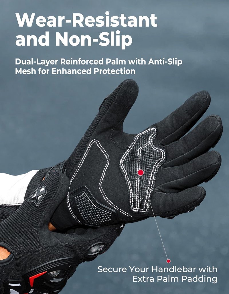 KEMIMOTO Motorcycle Gloves for Men, Touchscreen Cycling Gloves for Outdoor Sports On-Road Off-Road Mountain Motorcycle Motorcross Motorbike Dirt Bike Bicycle Racing ATV UTV
