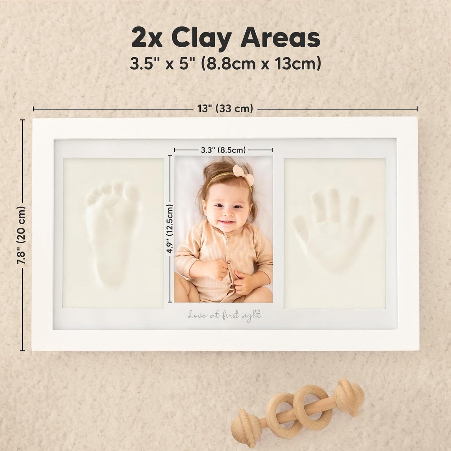 KeaBabies Baby Handprint Kit - Personalized Keepsake Frame for Newborns | Perfect Gift for New Moms (Alpine White)