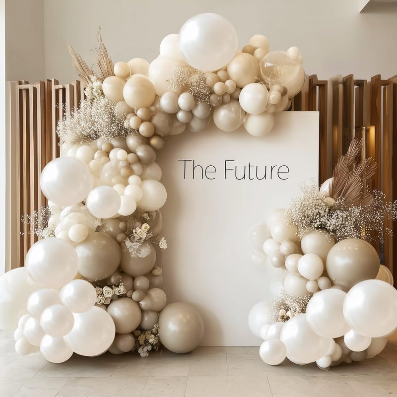 RUBFAC 129pcs Pearl White Balloons Different Sizes 18 12 10 5 Inch for Garland Arch Kit, Latex Balloon for Wedding Engagement Anniversary Bridal Baby Shower Birthday Party Decoration