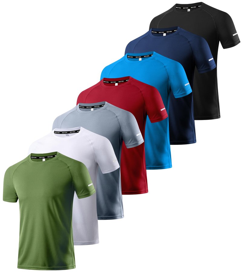 Boyzn 7 Pack Men's Dry Fit T Shirts Moisture Wicking Crew Neck T-Shirts Athletic Running Gym Workout Short Sleeve Tee Tops 7P01-XL