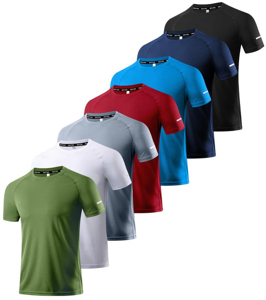 Boyzn 7 Pack Men's Dry Fit T Shirts Moisture Wicking Crew Neck T-Shirts Athletic Running Gym Workout Short Sleeve Tee Tops 7P01-XL