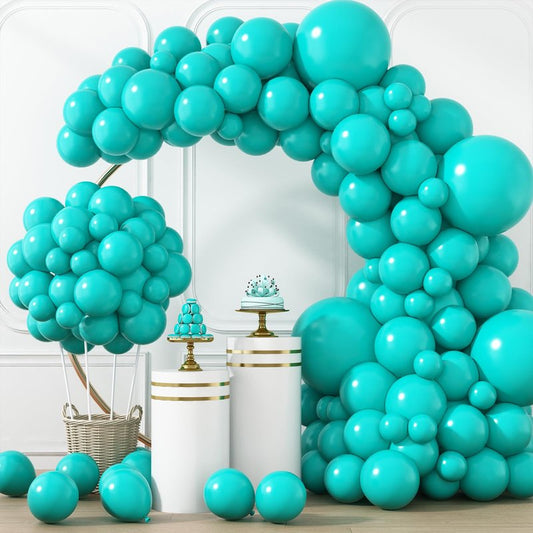 RUBFAC Teal Blue Balloons 129pcs Different Sizes 18 12 10 5 Inch, Latex Turquoise Balloon Garland Arch for Birthday Party Decoration Wedding Engagements Anniversary Baby Shower Party Supplies