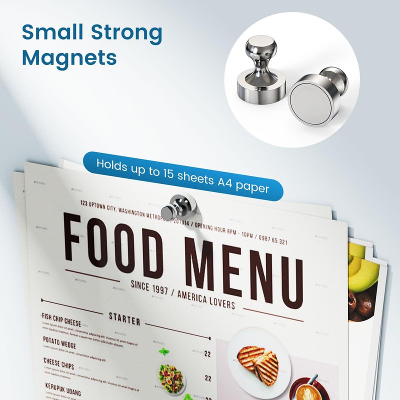 Fridge Magnets, Refrigerator Magnets, 20PCS Small Strong Magnets for Whiteboard, Magnetic Push Pins Perfect for Office Classroom Kitchen Accessories Sliver