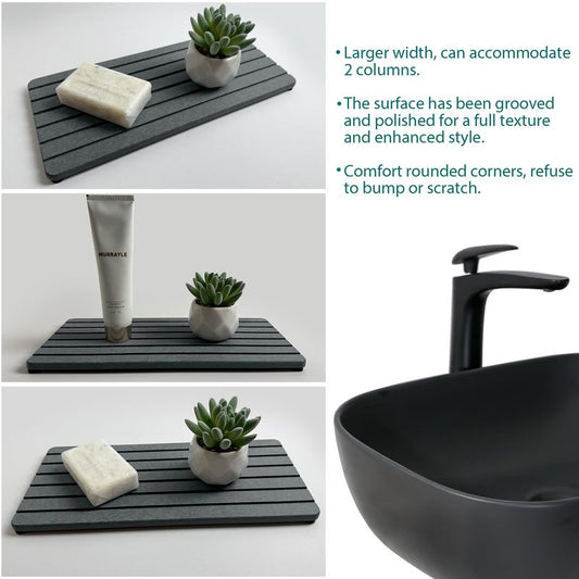 NiuYichee 2 PCS Water Absorbent diatomite Coasters, 12" x 5.5" Water Absorbing Stone Tray for Sink, Stone Drying mat for Kitchen Counter, Stone soap Tray Used for Hand Soaps & toiletries & Plants