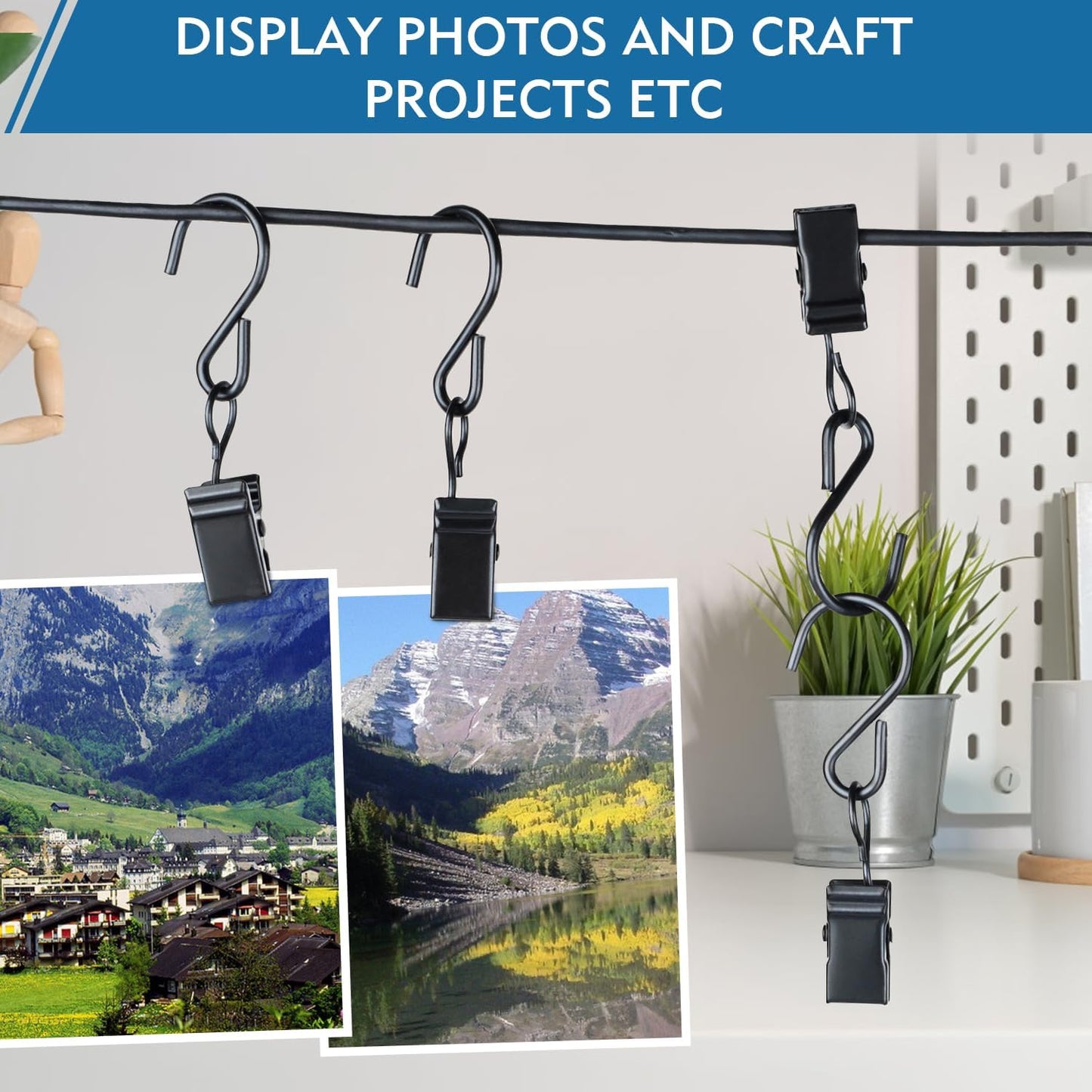 Skiennix Christmas Light Clips - 50 Pack Heavy Duty Metal Hooks for Outdoor String Lights | Perfect for RV & Tent Decor