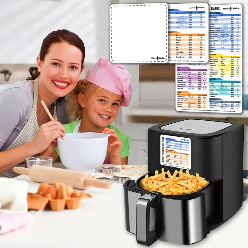 Air Fryer Magnetic Cheat Sheet Set - 100+ Food Cooking Times Chart with Large Clear Font - Air Fryer Accessories Magnetic Sheet for Ninja, Cosori, Instant Vortex - Waterproof & Durable (3-Piece)