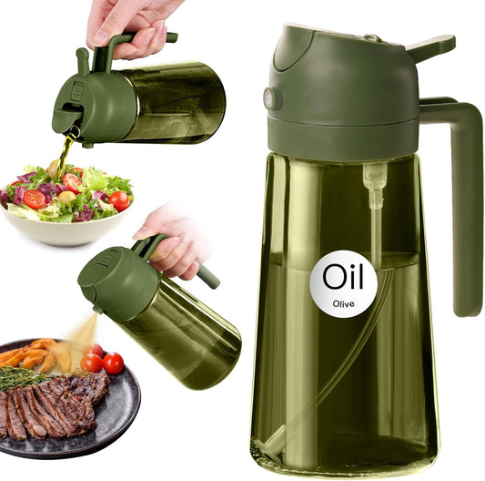 YARRAMATE 16oz Dark Green Oil Sprayer - Premium Food-Grade 2-in-1 Olive Oil Dispenser for Cooking & BBQ