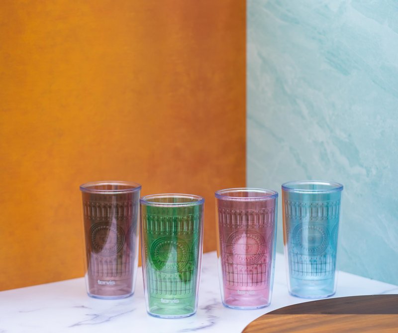 Tervis Romantic Embossed Hobnail Collection Made in USA Double Walled Insulated Tumbler Travel Cup Keeps Drinks Cold & Hot, 16oz, River Rock