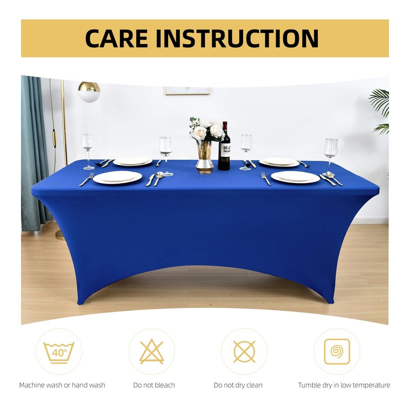 ZarzaaSik 6-Pack 6ft Spandex Table Covers for Rectangle Standard Folding Tables - Wrinkle Resistant Stretch Tablecloths - Ultimate Fitted Table Protector for Parties, Trade Shows, Wedding