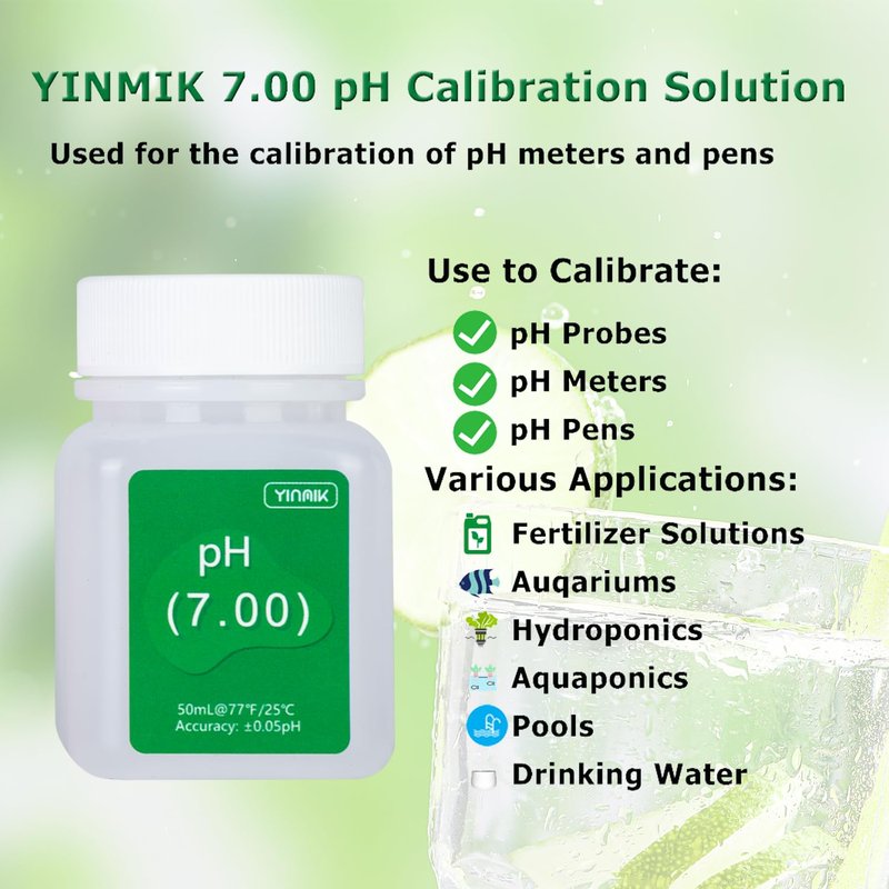 YINMIK pH Meter Calibration Solution Kit(4.00,7.00&10.01) with pH Electrode Storage Solution Kit,3 Bottles pH Calibration Buffer Solution and 2 bottels KCL pH Probe Solution for pH Meters