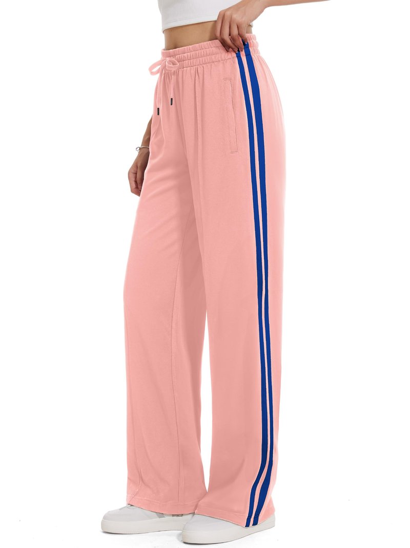 Tapata Long Women's 32" Inseam Track Pants Elastic Waistband Y2K with Zipper Pockets Dance Studio Sweatpants, Pink, XXL