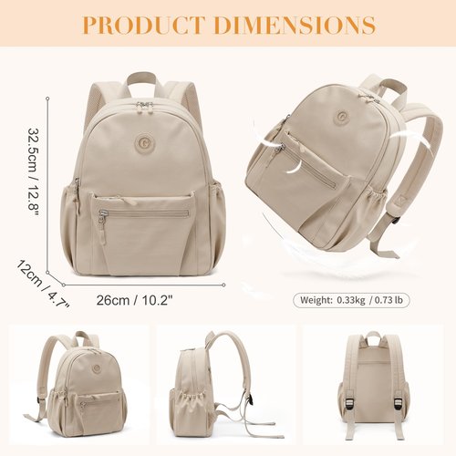 GOLF SUPAGS 10L Mini Backpack Lightweight Nylon Daypack for Women, Small City Pack, Versatile Ladies Backpack for Shopping & Travel, Apricot