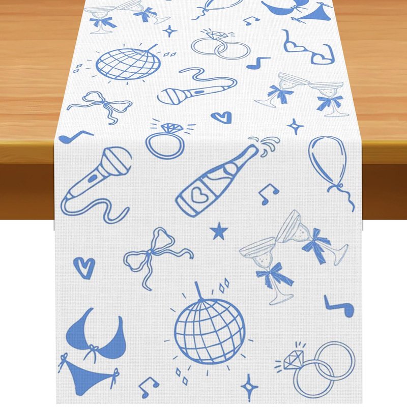 Pudodo Mamma Mia Table Runner Italian Themed Bachelorette Party Last Disco Wedding Bridal Shower Kitchen Dining Room Home Decoration (13" x 72")