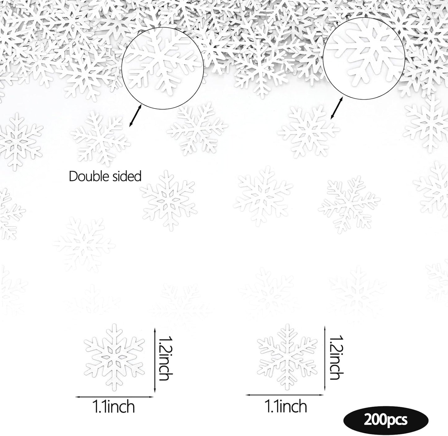 Skiennix 200PC White Snowflake Confetti - Perfect for Winter Wonderland Parties & Celebrations