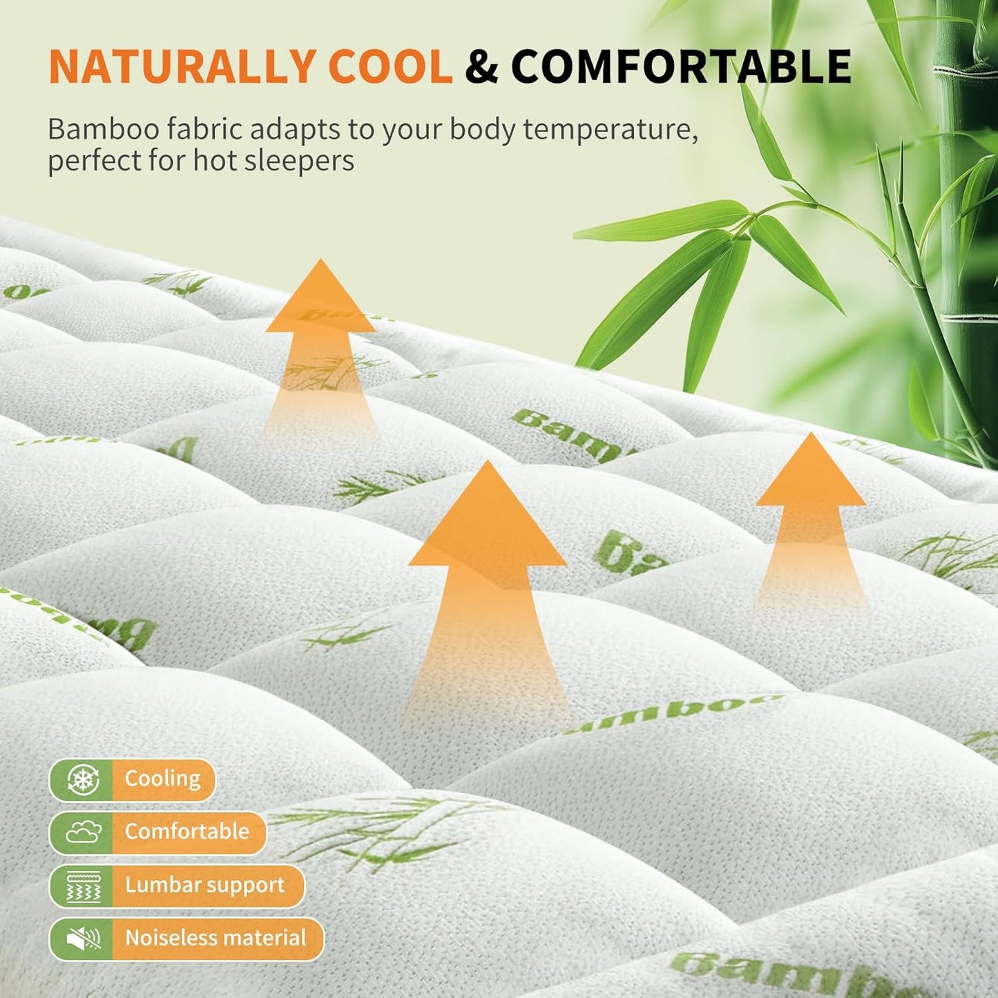 Sweetcrispy Ultra Soft Mattress Topper - Queen Size Bamboo Viscose Pillow Top for Cooling & Back Pain Relief | Deep Pocket Comfort, Green