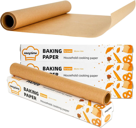 Unbleached Parchment Paper Roll - High Temperature Resistant Non-Stick Baking Paper | 12in x 98ft (Brown)