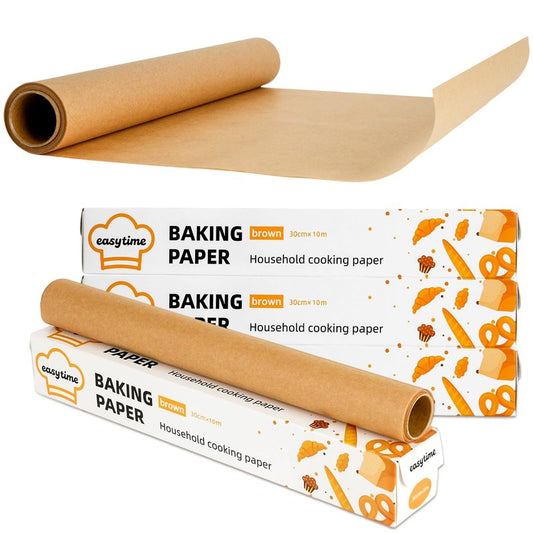 DTFMZOV 12in x 98ft Unbleached Parchment Paper for Baking, High Temperature Resistant Parchment Paper Roll, Non-Stick Greaseproof Baking Paper for Cooking Grilling Air Frying (Brown, 12in x 98ft)