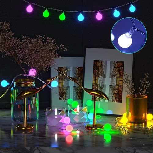 Eoako Globe Led String Lights Indoor 19 Color Changing String Lights Plug in 38ft 100 LED Fairy Lights with Remote Timer 7 Modes for Bedroom Dorm Party Camping Outdoor Christmas Lights Xmas Decoration