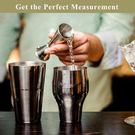 Pafusen Jigger for Bartending with 2 Pourers, Japanese Jiggers with 5 Measurements Inside, Jiggers 2 OZ 1 OZ, Shot Measure Jiggers, Bar jigger Bartender Tool Accessories, (Silver, 1 Jigger+ 2 Pourers)