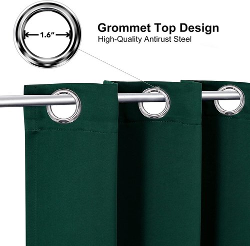 ChrisDowa Blackout Curtains - Thermal Insulated Room Darkening Panels | 120 Inches Long, Forest Green, 2-Panel Set