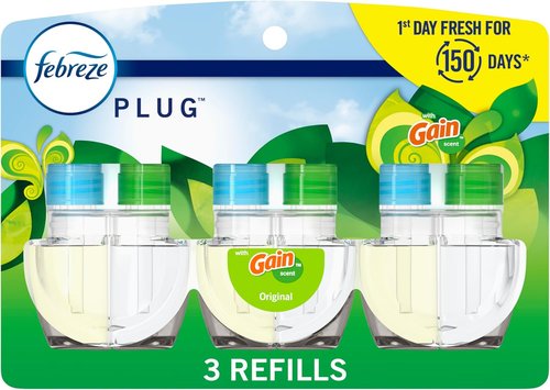 Febreze Plug-In Air Freshener - Gain Original Scent Oil Refill | Long-Lasting 0.87oz | 3 Count