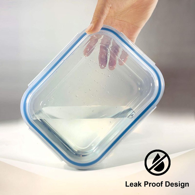 EcoEvo Glass Food Storage Containers Set, Large Size Containers with Lids, BPA-free Locking lids, 100% Leak Proof Glass Meal Prep Containers, Freezer to Oven Safe (2 Pack of 52oz)