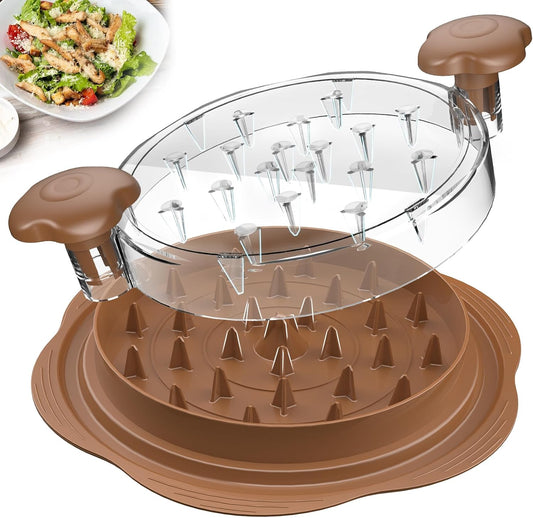 Skiennix Chicken Shredder - Ergonomic Meat Shredding Tool with Brush & Fork | BPA-Free, Brown