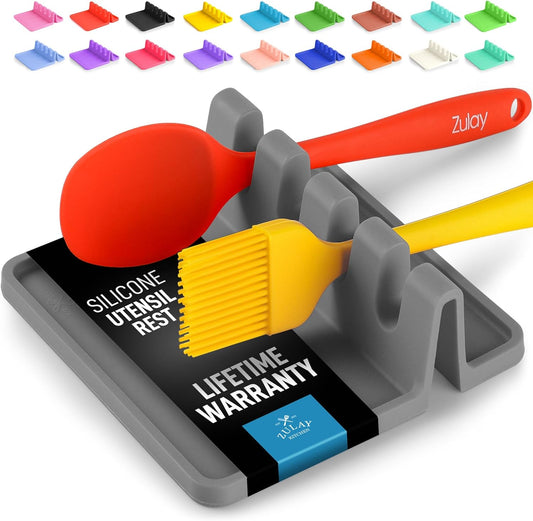 Zulay Kitchen Spoon Rest - High Heat-Resistant Silicone Drip Pad | BPA-Free Utensil Holder for Cooking