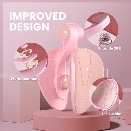 JOYFIYU Thigh Trainer Thigh Exerciser&Resistance Bands，Thigh Toner，Inner Thigh Exercise Equipment，Kegel Exercise Products for Women Tightening，Thigh Exercise Equipment Upgrade 26 Pounds (Pink)