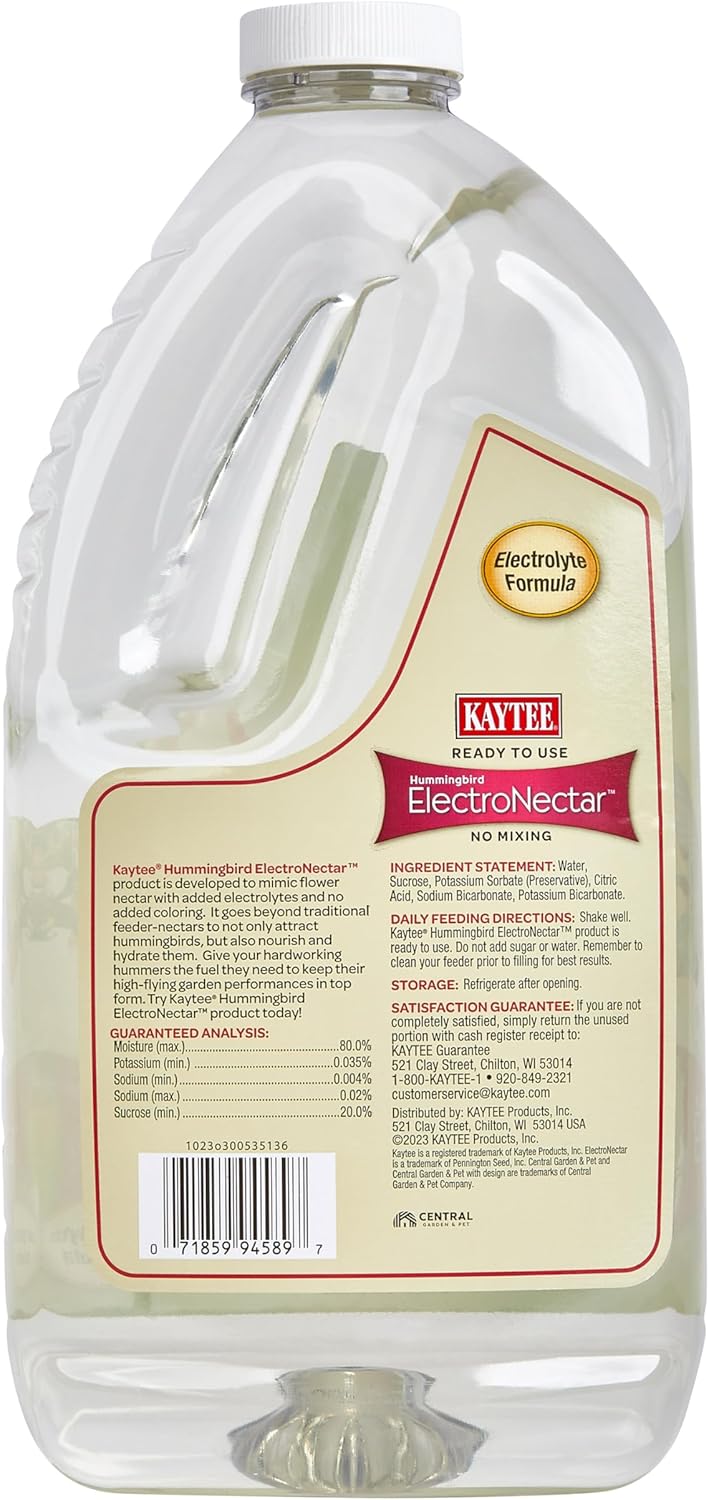Kaytee Hummingbird ElectroNectar - Ready-to-Use Wild Bird Food, 64 Ounces of Nectar