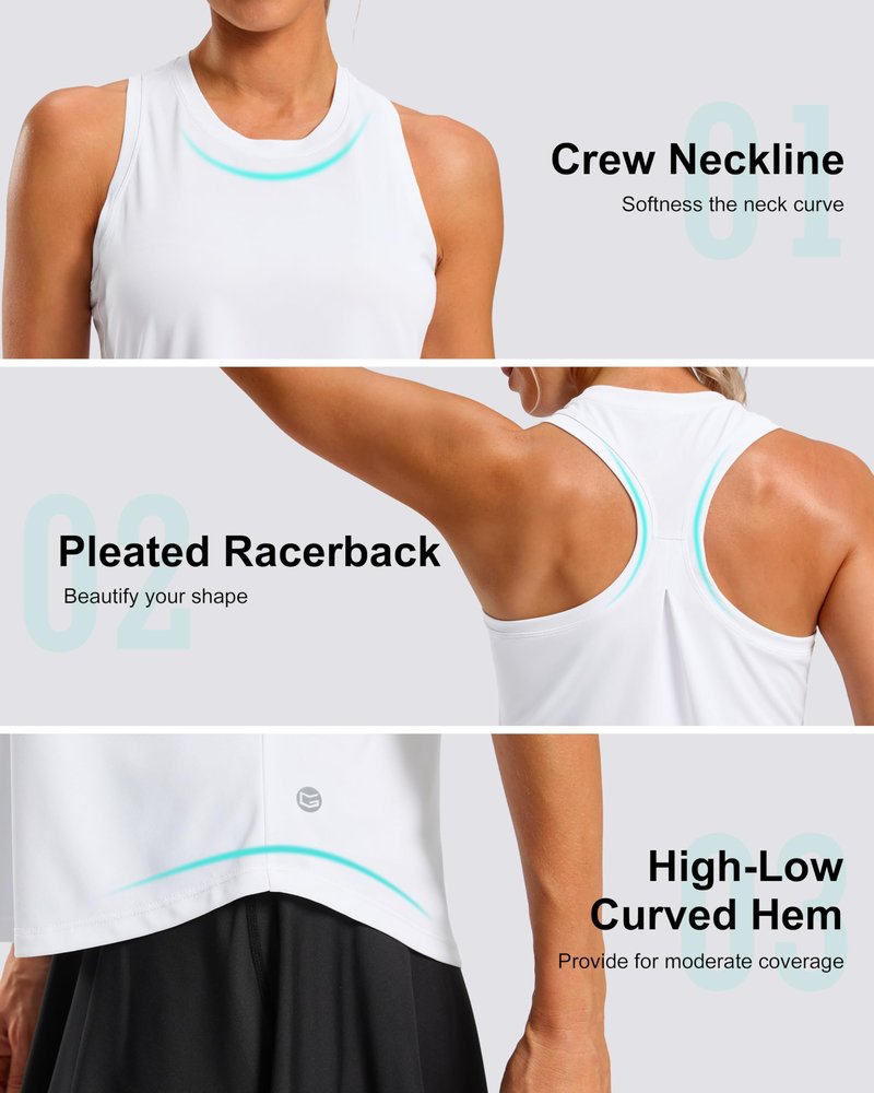 G Gradual Women's Workout Tank Tops Racerback Athletic Yoga Tops Loose Fit Sleeveless Running Gym Sports Shirts for Women(White Stripe,S)