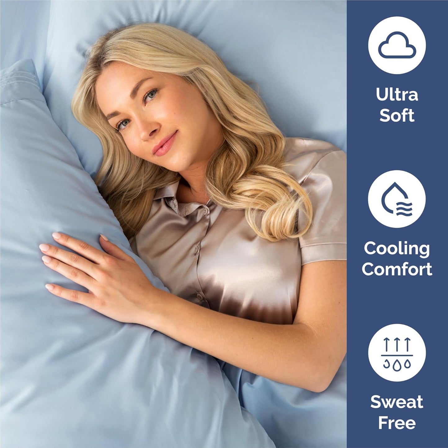 King Size 4 Piece Sheet Set - Comfy Cooling Bed Sheets for Luxury Sleep - Deep Pockets, Easy-Fit, Sky Blue